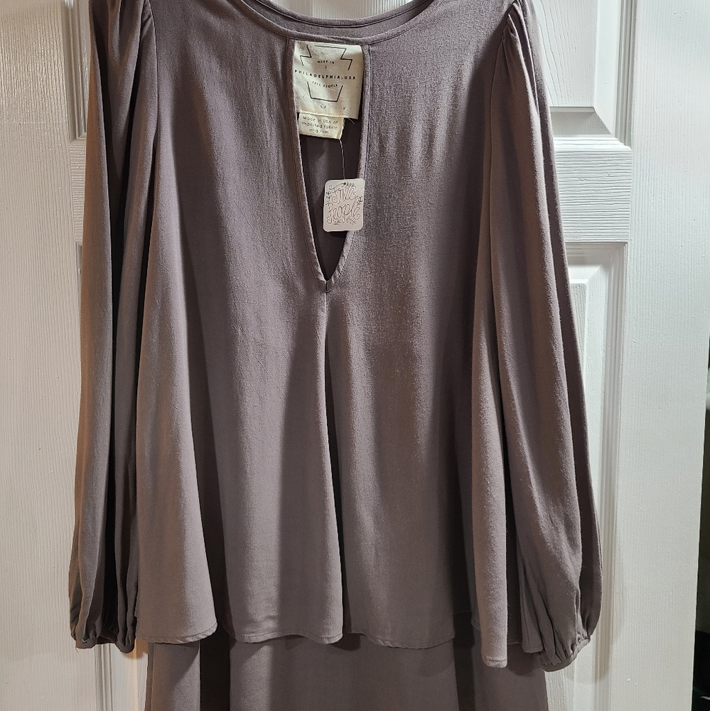 Free people long sleeve e dress taupe szS